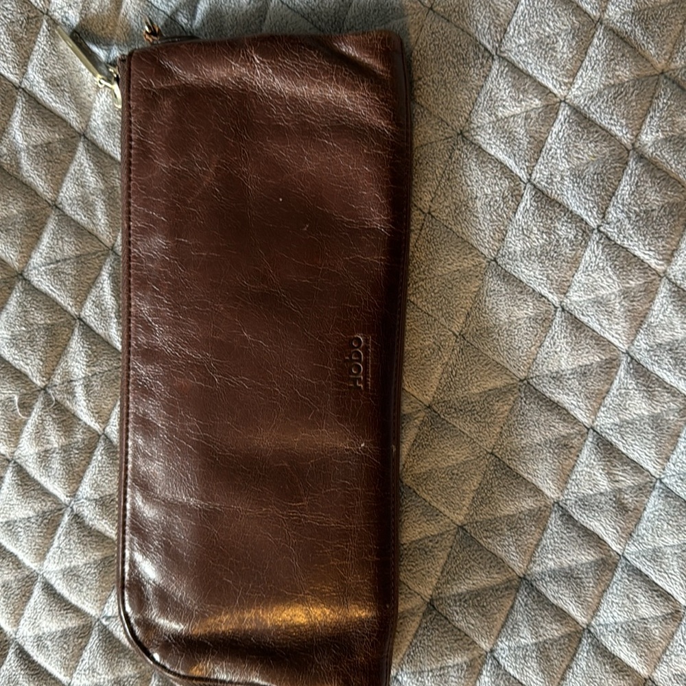 Vintage Hobo international double zipper wallet in polished leather